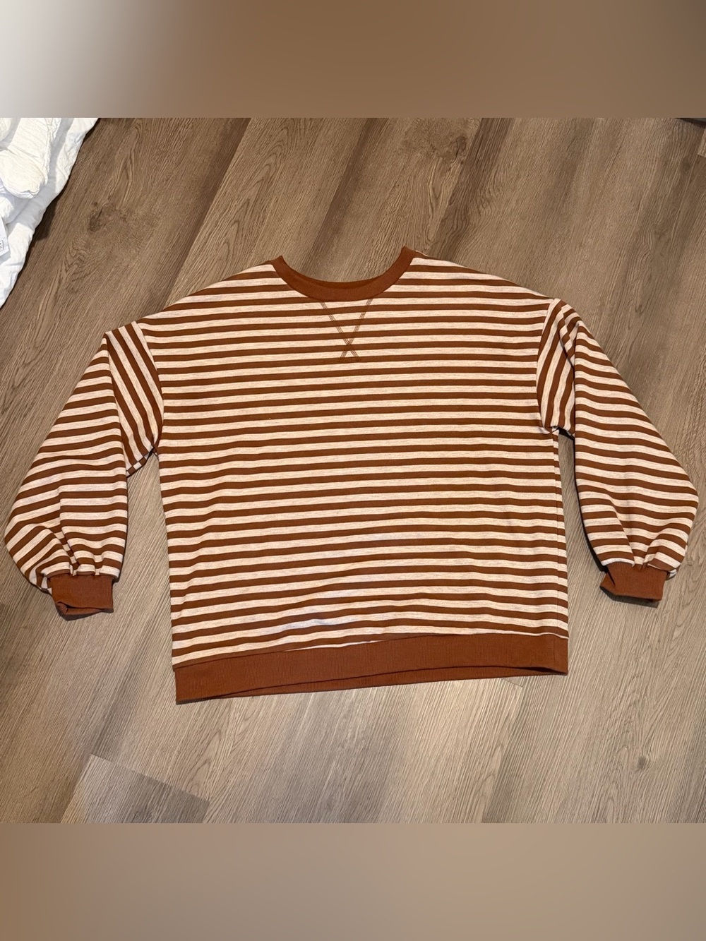 Striped Oversized Sweatshirt in Brown